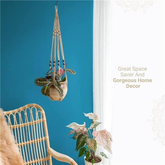 3 Pack Macrame Plant Hangers Indoor Different Size Hanging Planter Basket - Picture 9 of 14